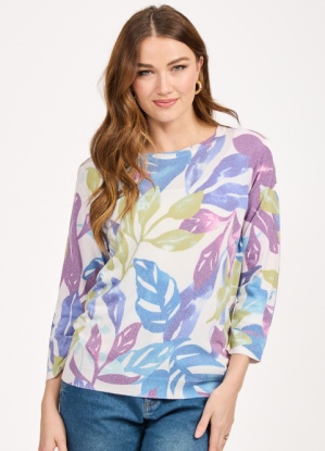 Mudflower Leaf Print Light Knit Jumper